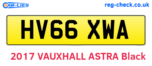 HV66XWA are the vehicle registration plates.