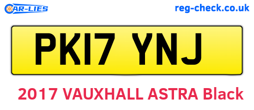 PK17YNJ are the vehicle registration plates.