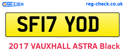 SF17YOD are the vehicle registration plates.