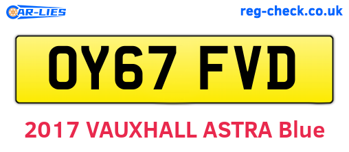 OY67FVD are the vehicle registration plates.