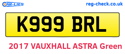 K999BRL are the vehicle registration plates.