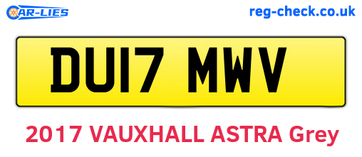 DU17MWV are the vehicle registration plates.