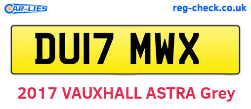 DU17MWX are the vehicle registration plates.