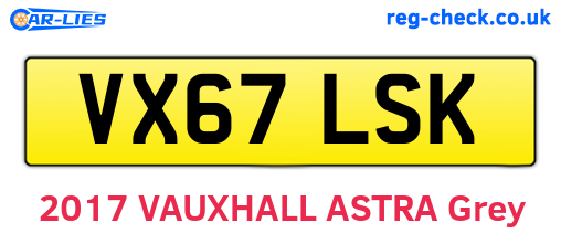 VX67LSK are the vehicle registration plates.