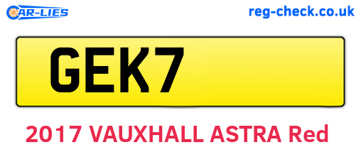 GEK7 are the vehicle registration plates.