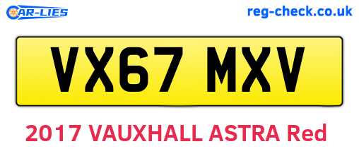 VX67MXV are the vehicle registration plates.