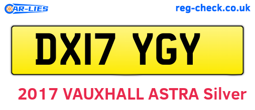 DX17YGY are the vehicle registration plates.