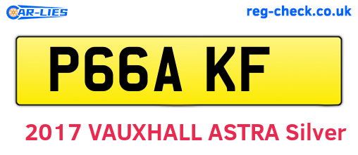 P66AKF are the vehicle registration plates.