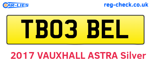 TB03BEL are the vehicle registration plates.