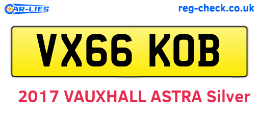 VX66KOB are the vehicle registration plates.