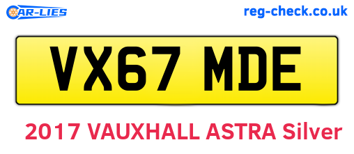 VX67MDE are the vehicle registration plates.