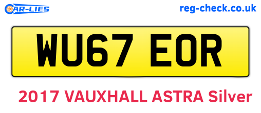 WU67EOR are the vehicle registration plates.