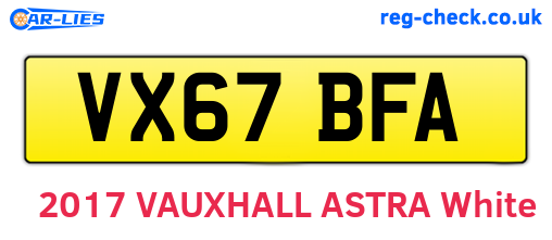 VX67BFA are the vehicle registration plates.