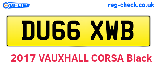 DU66XWB are the vehicle registration plates.