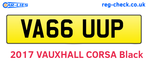 VA66UUP are the vehicle registration plates.