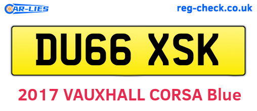 DU66XSK are the vehicle registration plates.