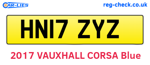 HN17ZYZ are the vehicle registration plates.
