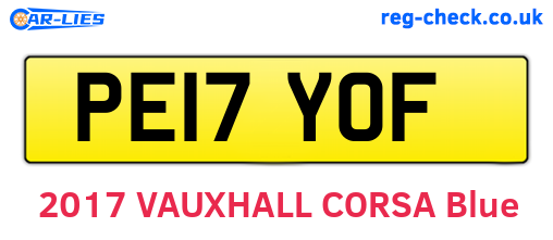 PE17YOF are the vehicle registration plates.