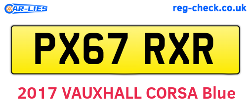 PX67RXR are the vehicle registration plates.