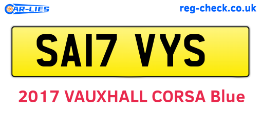 SA17VYS are the vehicle registration plates.