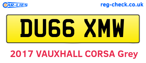 DU66XMW are the vehicle registration plates.