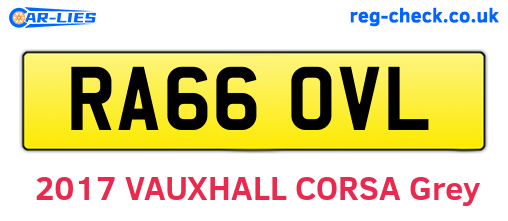 RA66OVL are the vehicle registration plates.
