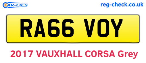 RA66VOY are the vehicle registration plates.