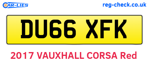 DU66XFK are the vehicle registration plates.