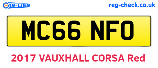 MC66NFO are the vehicle registration plates.