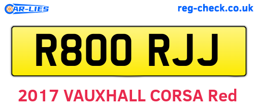 R800RJJ are the vehicle registration plates.