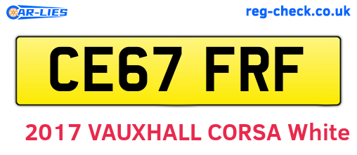 CE67FRF are the vehicle registration plates.