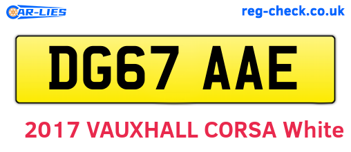 DG67AAE are the vehicle registration plates.