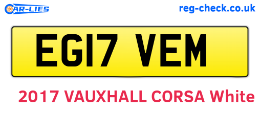 EG17VEM are the vehicle registration plates.