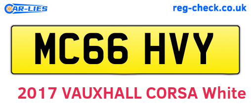 MC66HVY are the vehicle registration plates.
