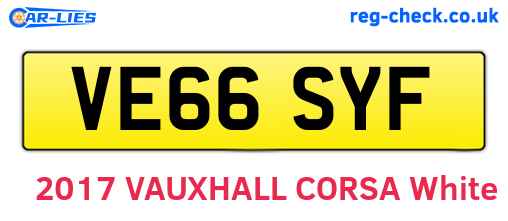 VE66SYF are the vehicle registration plates.