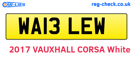 WA13LEW are the vehicle registration plates.