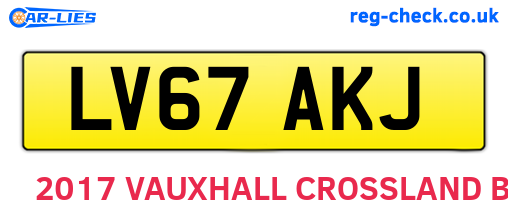 LV67AKJ are the vehicle registration plates.