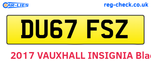 DU67FSZ are the vehicle registration plates.