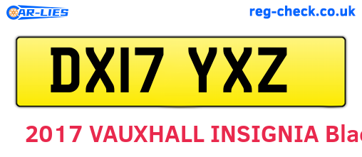 DX17YXZ are the vehicle registration plates.