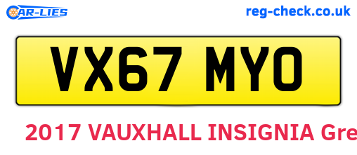 VX67MYO are the vehicle registration plates.
