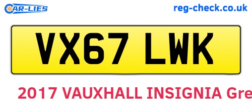 VX67LWK are the vehicle registration plates.