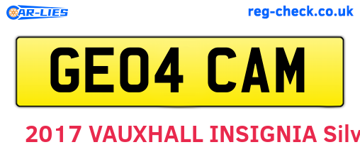 GE04CAM are the vehicle registration plates.