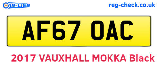 AF67OAC are the vehicle registration plates.