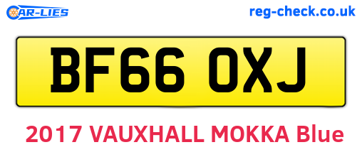 BF66OXJ are the vehicle registration plates.