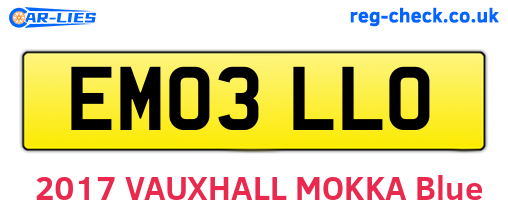 EM03LLO are the vehicle registration plates.