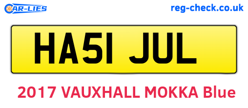 HA51JUL are the vehicle registration plates.