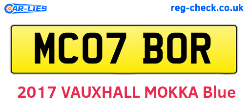 MC07BOR are the vehicle registration plates.
