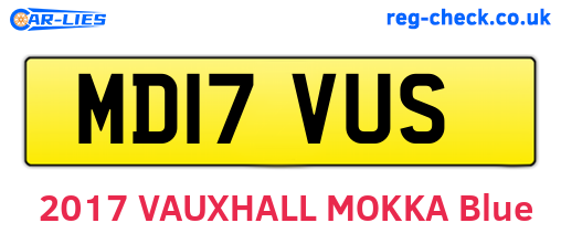 MD17VUS are the vehicle registration plates.