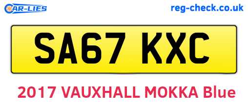 SA67KXC are the vehicle registration plates.