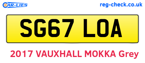 SG67LOA are the vehicle registration plates.